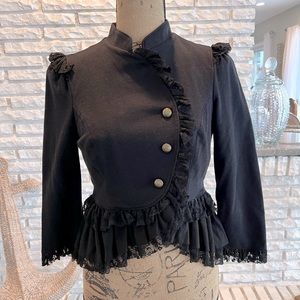 Green Envelope Jacket Top Lace Detail